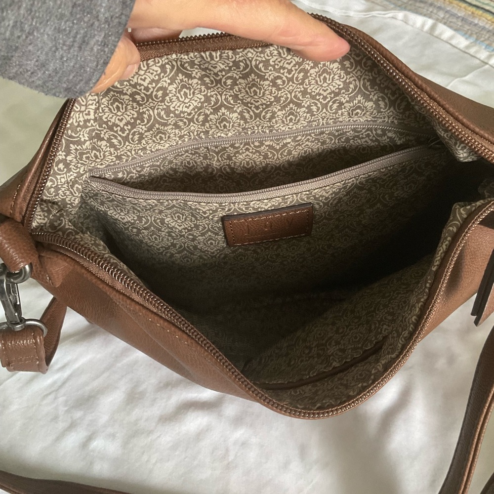 Joy Susan Brown Vegan Leather Shoulder Crossbody Bag - Picture 5 of 6
